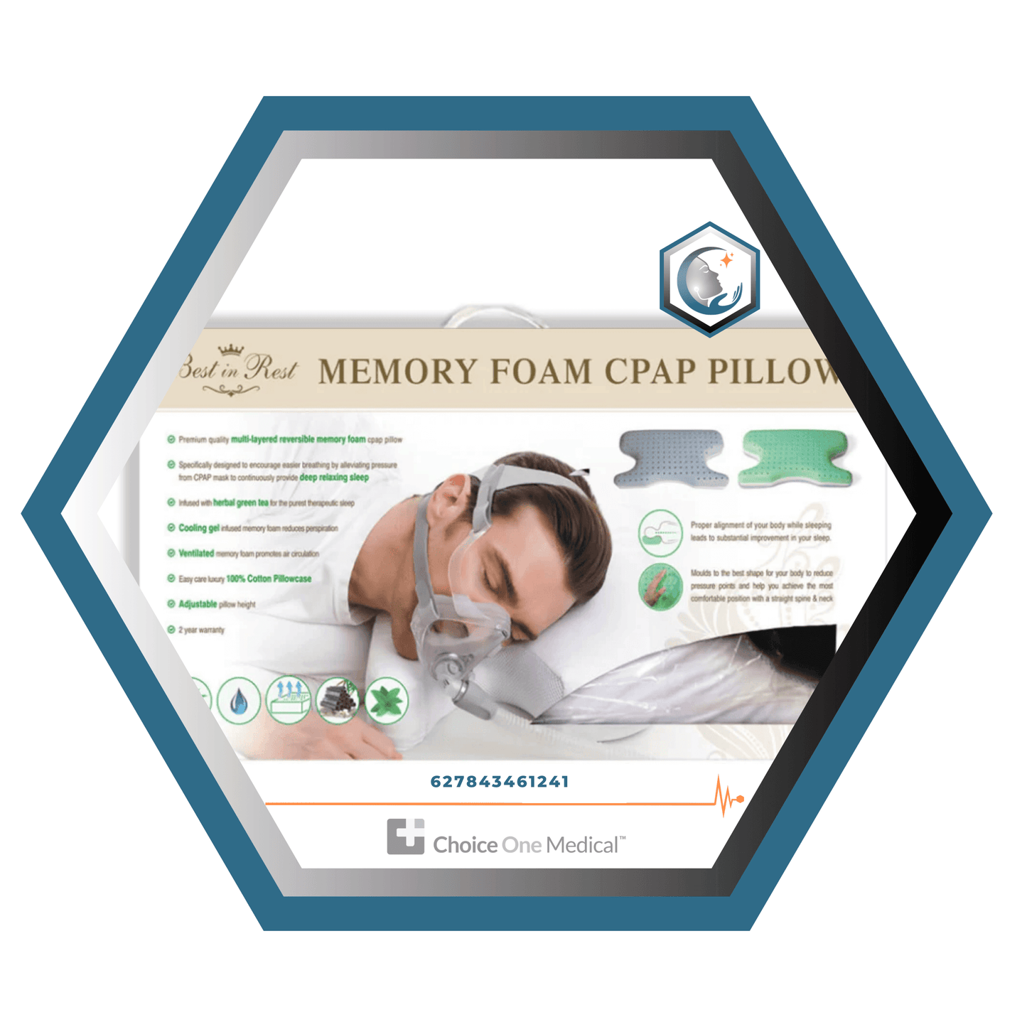 Choice one Medical | Best in Rest | Oreiller de Mousse Mémoire pour CPAP