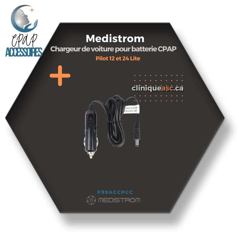 Medistrom Chargeur de voiture pour batterie CPAP | Pilot 12 et 24 Lite