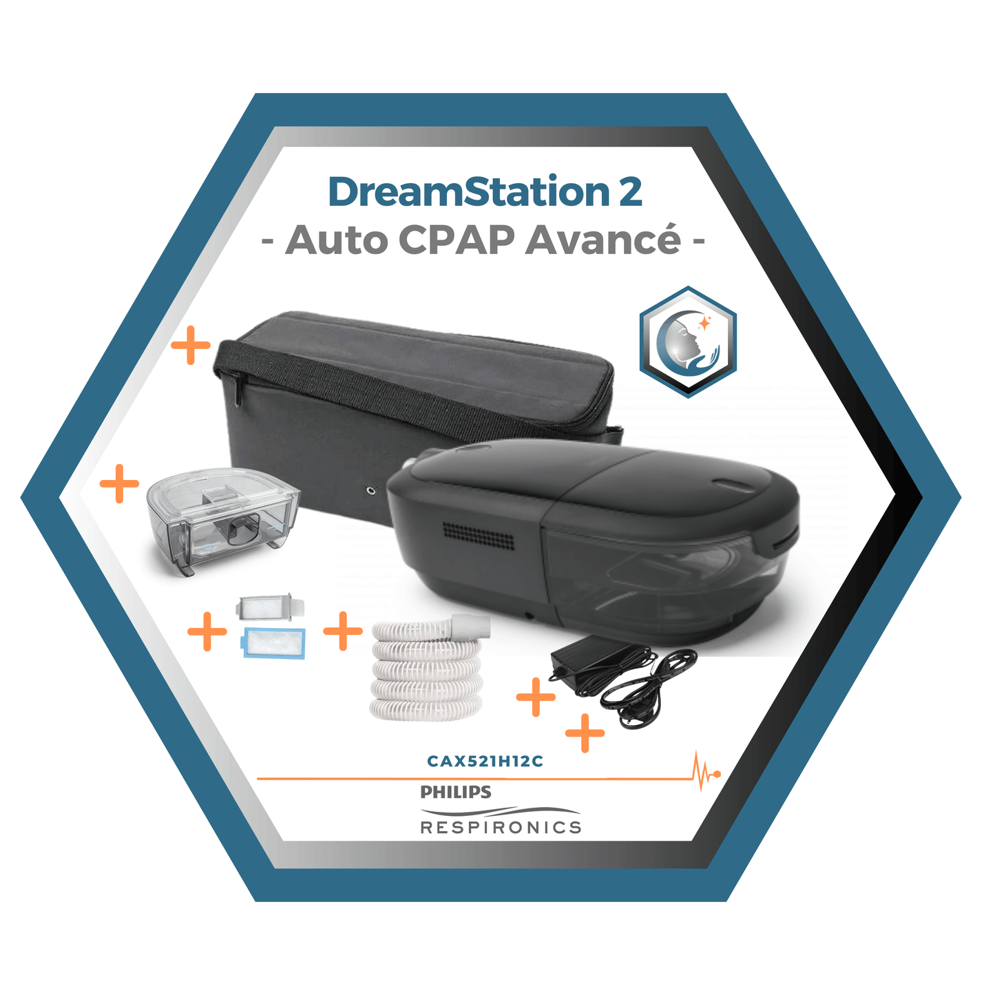 Philips Respironics | DreamStation 2 | Auto CPAP Avancé PFLEX | humidificateur, filtres, tube standard et sac de transport