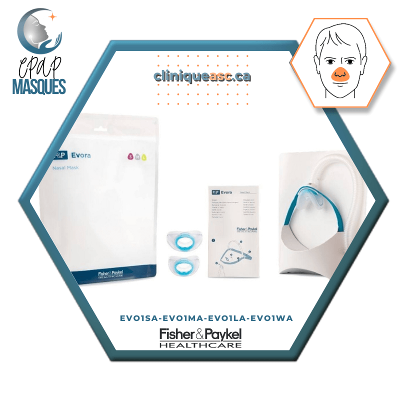 Fisher & Paykel Evora™ Masque CPAP nasal | FitPack: courroie, tube & choix de coussins S-M-L-MW