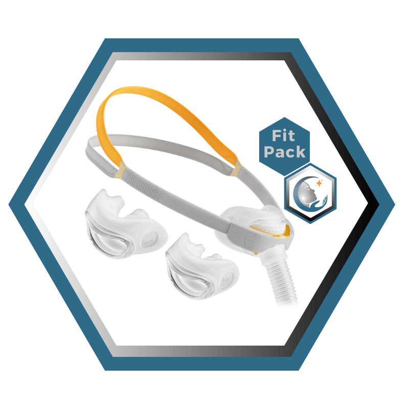 Fisher & Paykel | SOLO™ | Masque CPAP narinaire | FitPack: courroie, tube & coussins interchangeables S,M,L