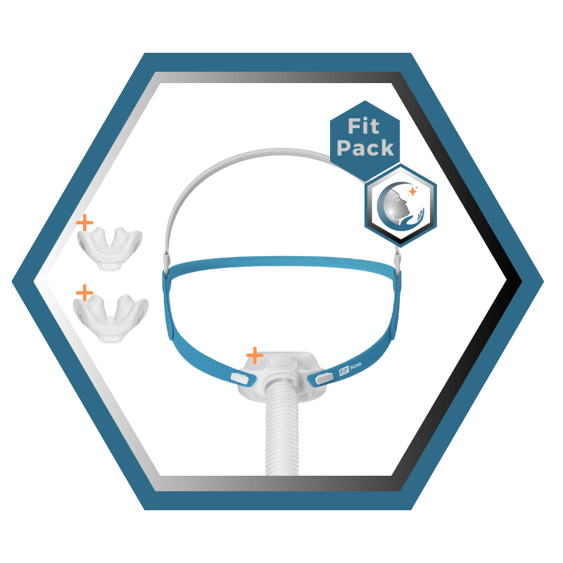 Fisher & Paykel | Nova Micro™ | Masque CPAP narinaire | FitPack:courroie, tube & coussins interchangeables S,M,L-NVP1SMLU