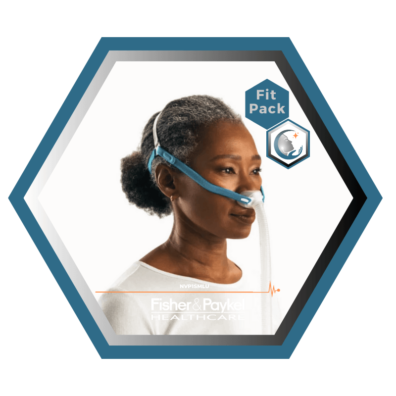 Fisher & Paykel | Nova Micro™ | Masque CPAP narinaire | FitPack:courroie, tube & coussins interchangeables S,M,L-NVP1SMLU
