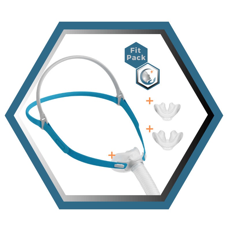 Fisher & Paykel | Nova Micro™ | Masque CPAP narinaire | FitPack:courroie, tube & coussins interchangeables S,M,L-NVP1SMLU