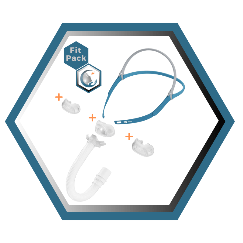 Fisher & Paykel | Nova Micro™ | Masque CPAP narinaire | FitPack:courroie, tube & coussins interchangeables S,M,L-NVP1SMLU