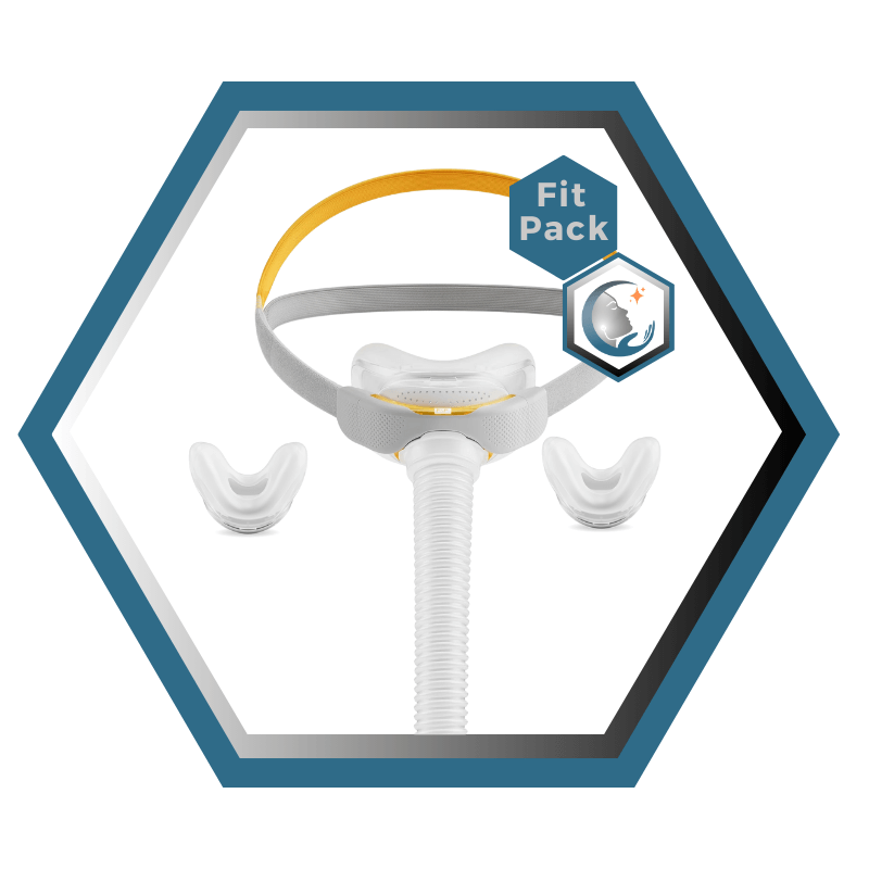 Vue avant du Masque CPAP SOLO™ FitPack de Fisher-Paykel -SLP1SMLU_disponible_cliniqueASC.ca