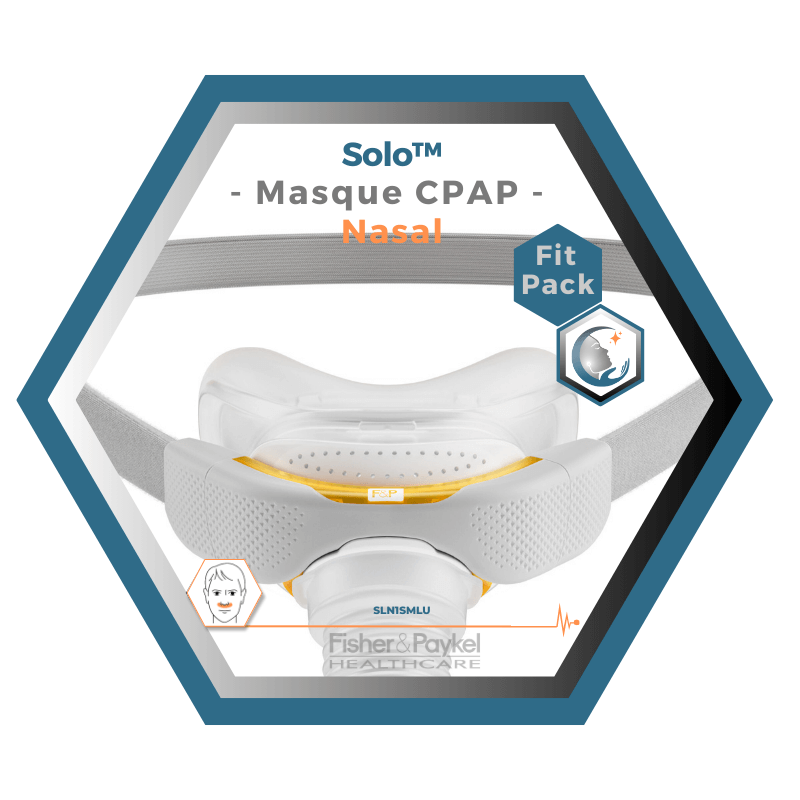 Fisher & Paykel | SOLO™ | Masque CPAP nasal | FitPack: courroie, tube & coussins interchangeables S,M,L