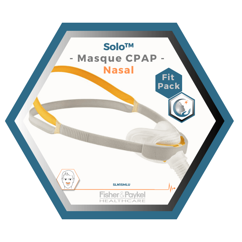 Fisher & Paykel | SOLO™ | Masque CPAP nasal | FitPack: courroie, tube & coussins interchangeables S,M,L