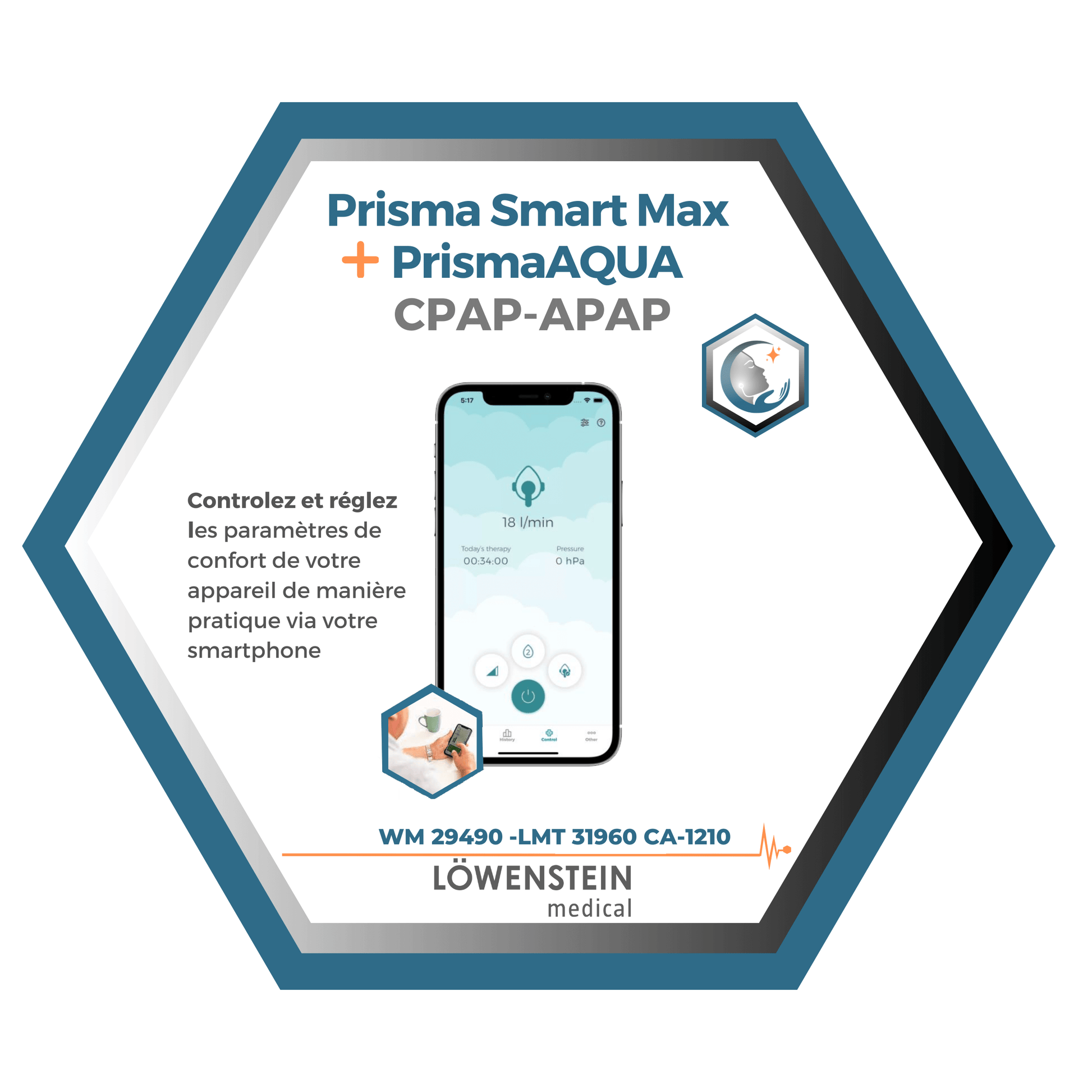 Löwenstein|Prisma Smart Max|Appareil CPAP-APAP, filtres, tube et sac de transport_20 _LMT 31960 CA-1210