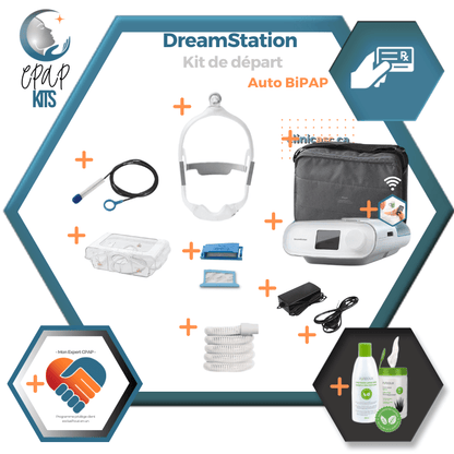 Philips Respironics DreamStation Auto BiPAP | Kit : appareil, masque et accessoires de netttoyage