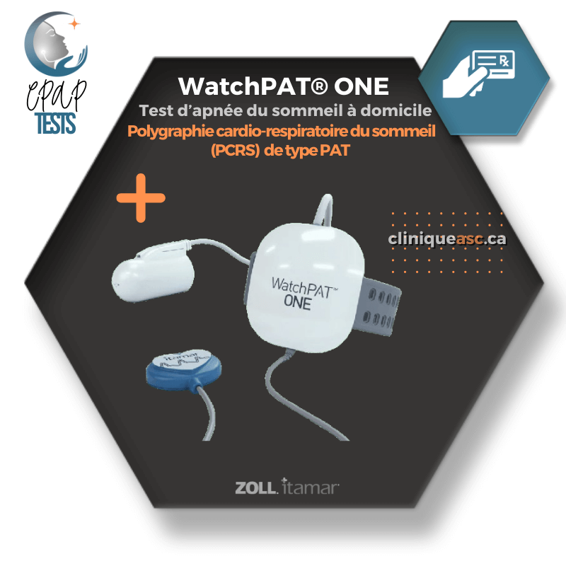 Test d'apnée du sommeil à domicile WatchPAT®️ ONE | Polygraphie cardio-respiratoire du sommeil (PCRS) de type PAT