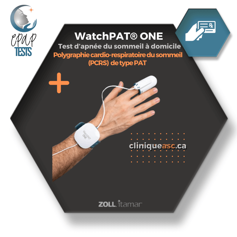 Test d'apnée du sommeil à domicile WatchPAT®️ ONE | Polygraphie cardio-respiratoire du sommeil (PCRS) de type PAT