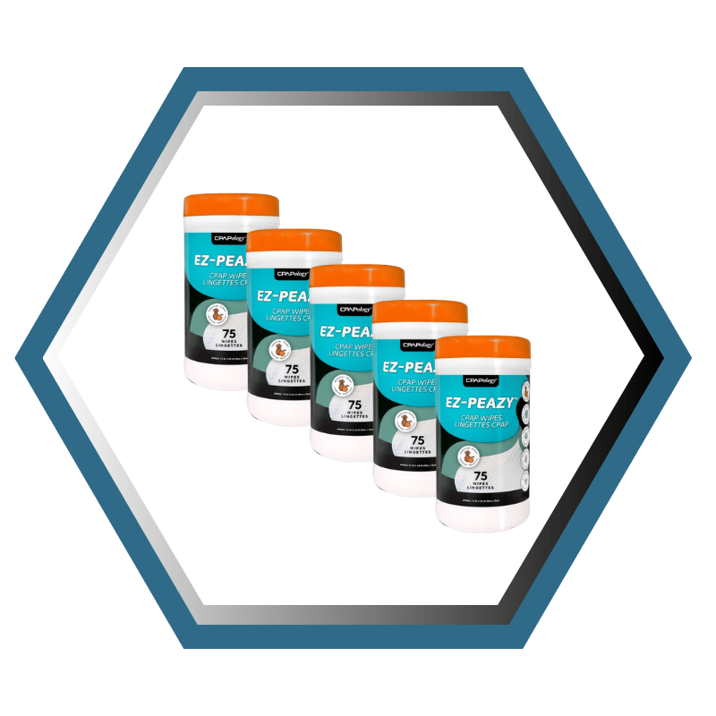 CPAPology | EZ-Peazy | Lingettes nettoyante pour CPAP  | Lot de 5 boîtes de 75 lingettes