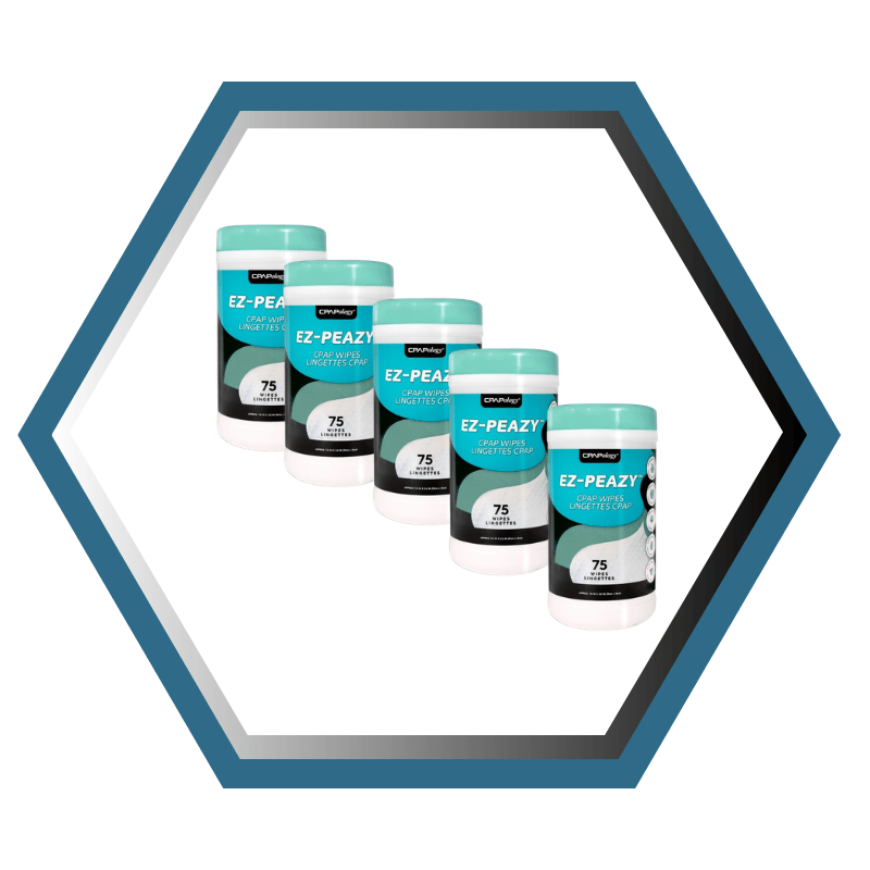 CPAPology | EZ-Peazy | Lingettes nettoyante pour CPAP  | Lot de 5 boîtes de 75 lingettes