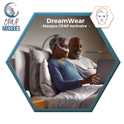 Philips DreamWear Masque CPAP narinaire  | Starter Kit: cadres S-M, courroie de tête avec bras, coussins interchangeable  S-M