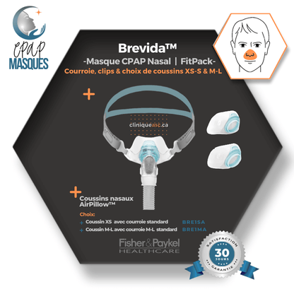 Fisher & Paykel Brevida™ nasal CPAP mask | FitPack: strap, clips &amp; choice of XS-S &amp; ML cushions