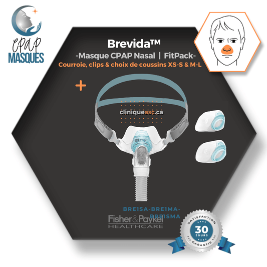 Fisher & Paykel Brevida™ masque CPAP nasal | FitPack: courroie, clips & choix de coussins XS-S & ML