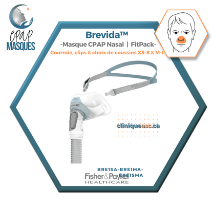 Fisher & Paykel Brevida™ nasal CPAP mask | FitPack: strap, clips &amp; choice of XS-S &amp; ML cushions