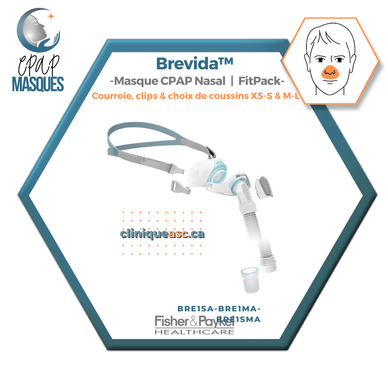 Fisher & Paykel Brevida™ nasal CPAP mask | FitPack: strap, clips &amp; choice of XS-S &amp; ML cushions