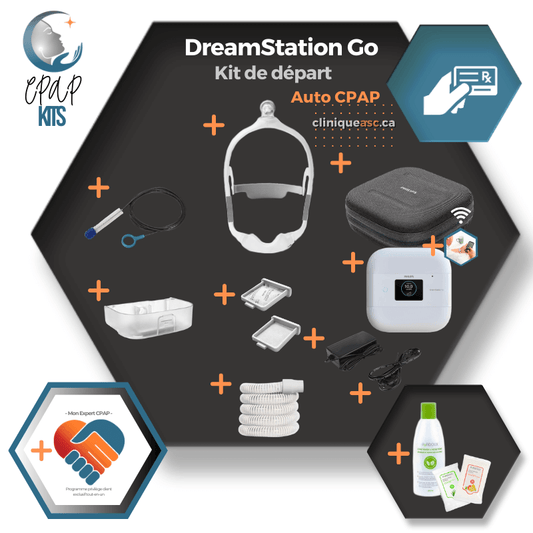 Philips Respironics DreamStation GO | Kit : appareil, masque et accessoires de nettoyage