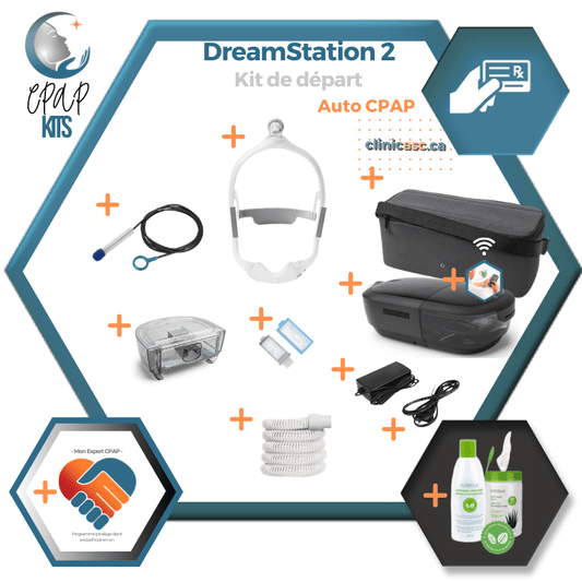 Philips Respironics Dreamstation 2 Auto-CPAP | Kit : appareil, masque et accessoires de nettoyage