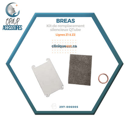 Breas Kit de remplacement de silencieux QTube Inline pour CPAP | Lignes Z1 & Z2