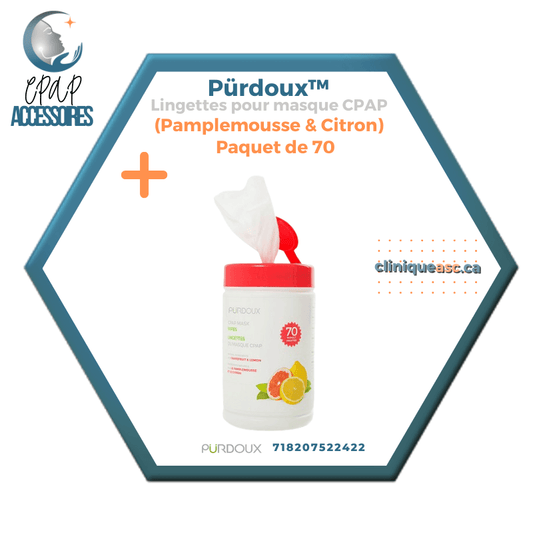 Pürdoux™ | Lingettes nettoyante pour masque CPAP | Pamplemousse & Citron | Paquet 70