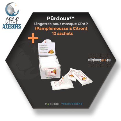 Pürdoux™ Lingettes pour masque de voyage CPAP  | 12 sachets