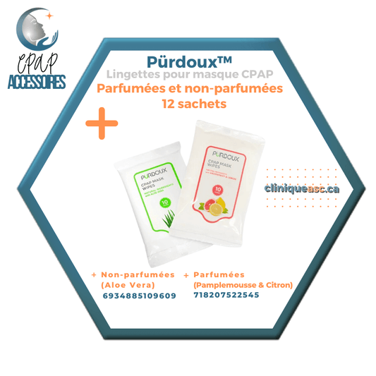 Pürdoux™ | Lingettes nettoyantes CPAP de voyage  | 12 sachets individuels