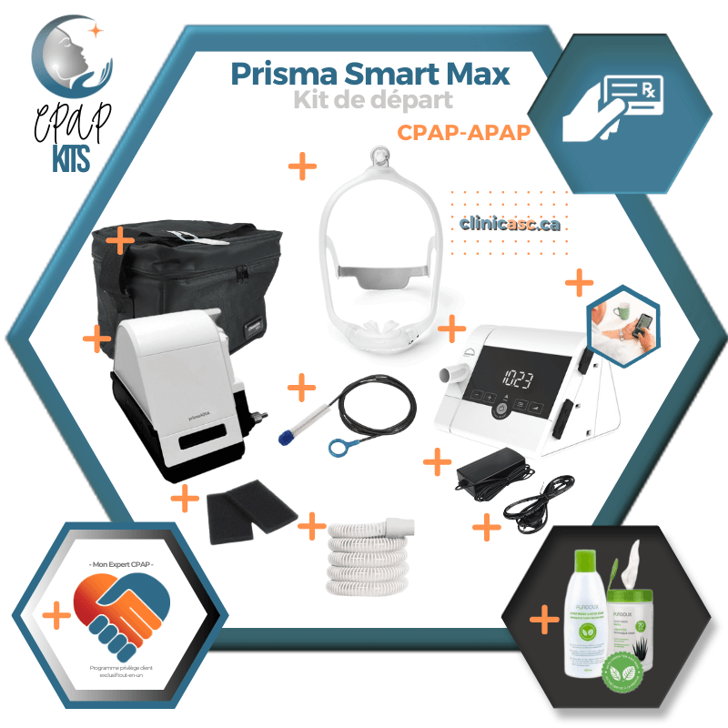 Prisma Smart Max | Starter kit: Device, filters, mask, tube, modem, bluetooth, carrying bag and cleaning accessories