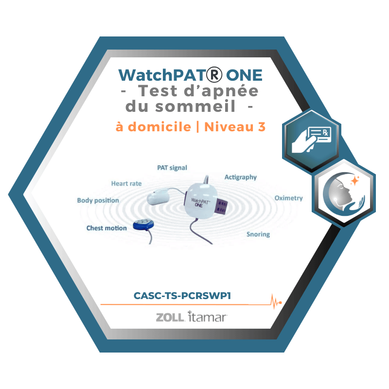 Test d'apnée du sommeil à domicile WatchPAT®️ ONE | Polygraphie cardio-respiratoire du sommeil (PCRS) de type PAT