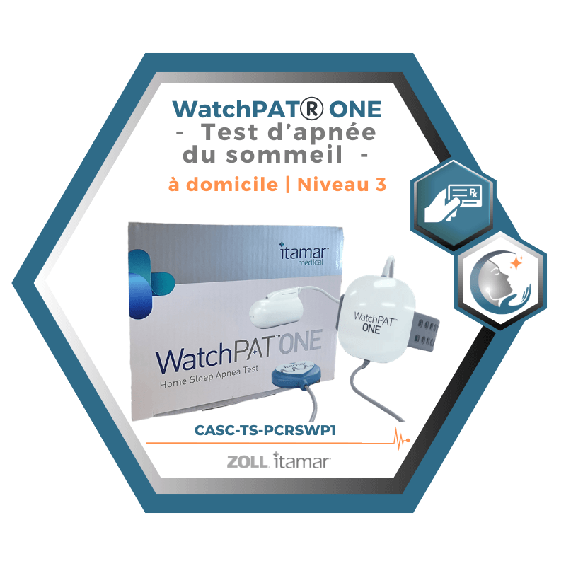 Test d'apnée du sommeil à domicile WatchPAT®️ ONE | Polygraphie cardio-respiratoire du sommeil (PCRS) de type PAT