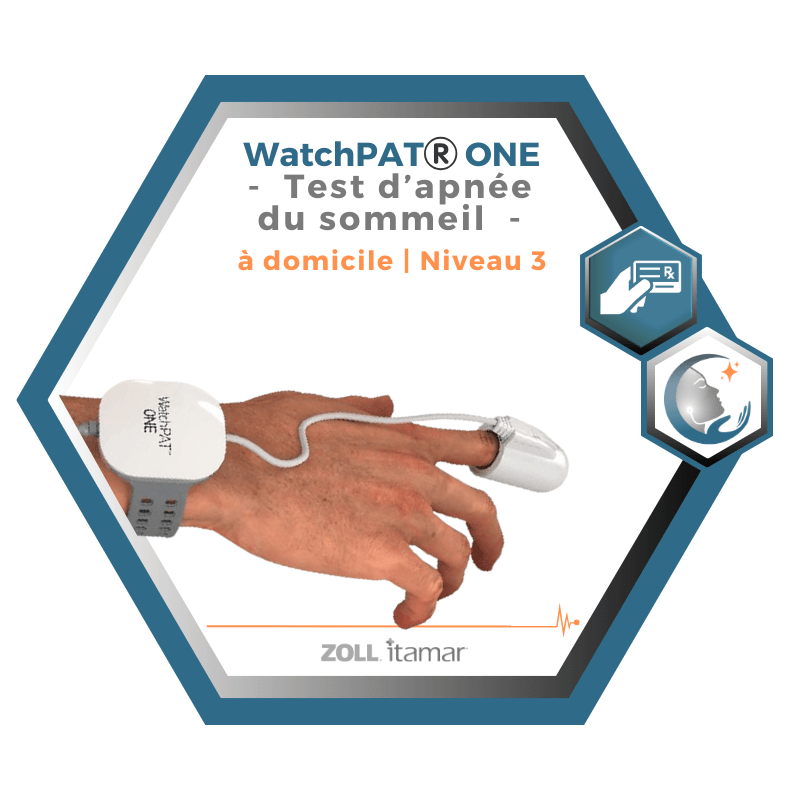 Test d'apnée du sommeil à domicile WatchPAT®️ ONE | Polygraphie cardio-respiratoire du sommeil (PCRS) de type PAT