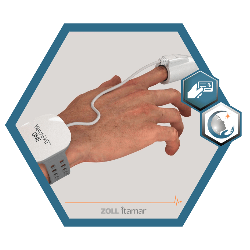 Test d'apnée du sommeil à domicile WatchPAT®️ ONE | Polygraphie cardio-respiratoire du sommeil (PCRS) de type PAT