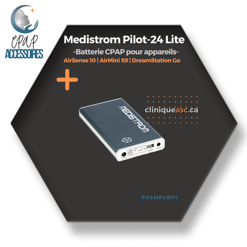 Medistrom Pilot-24 Lite Batterie CPAP pour appareils: AirSense | AirMini | DreamStation Go | Prisma Smart