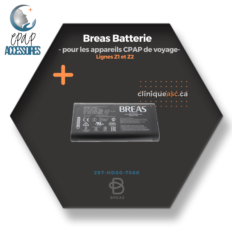 Breas Batterie à durée de vie prolongée pour les appareils CPAP de voyage | Lignes Z1 et Z2