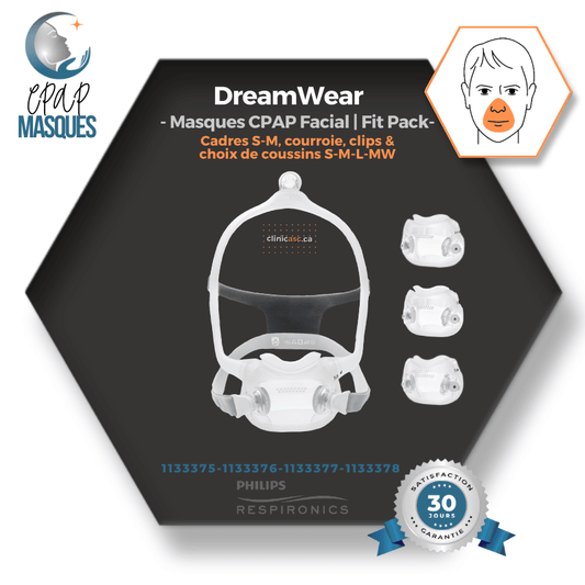 Philips Dreamwear Masque CPAP facial complet | cadres SM-M, courroie, clips & choix de coussins S-M-L-MW