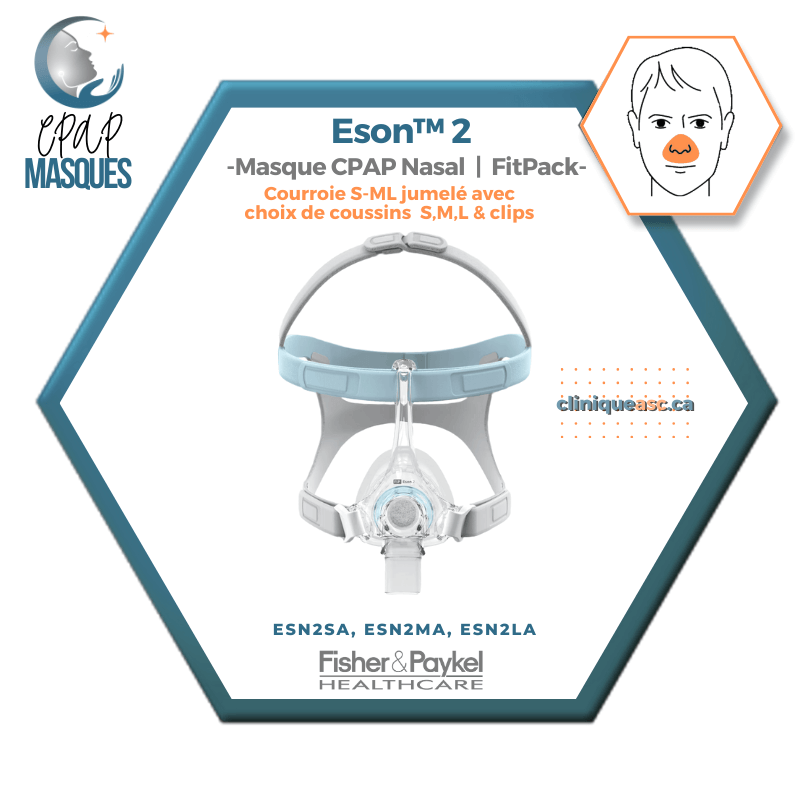 Fisher &amp; Paykel Eson™ 2 Nasal CPAP Mask | FitPack: strap paired with choice of SML cushions & clips