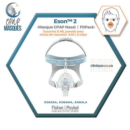 Fisher &amp; Paykel Eson™ 2 Nasal CPAP Mask | FitPack: strap paired with choice of SML cushions & clips