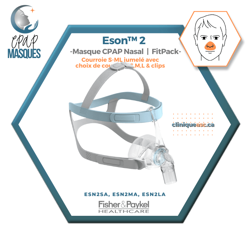 Fisher &amp; Paykel Eson™ 2 Nasal CPAP Mask | FitPack: strap paired with choice of SML cushions & clips