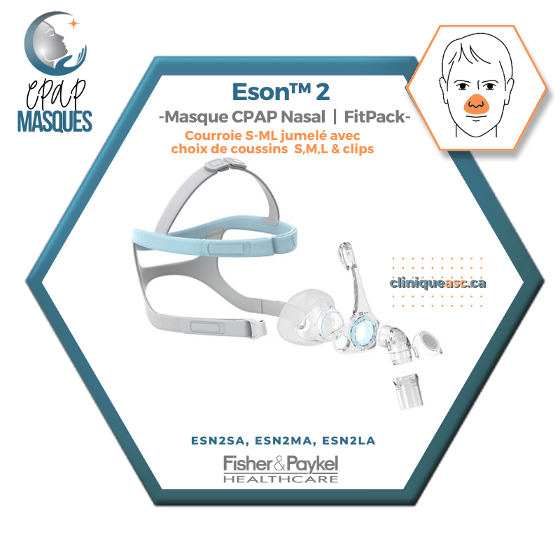 Fisher &amp; Paykel Eson™ 2 Nasal CPAP Mask | FitPack: strap paired with choice of SML cushions & clips