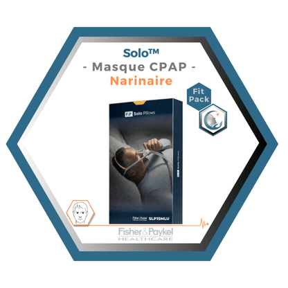 Fisher & Paykel | SOLO™ | Masque CPAP narinaire | FitPack: courroie, tube & coussins interchangeables S,M,L