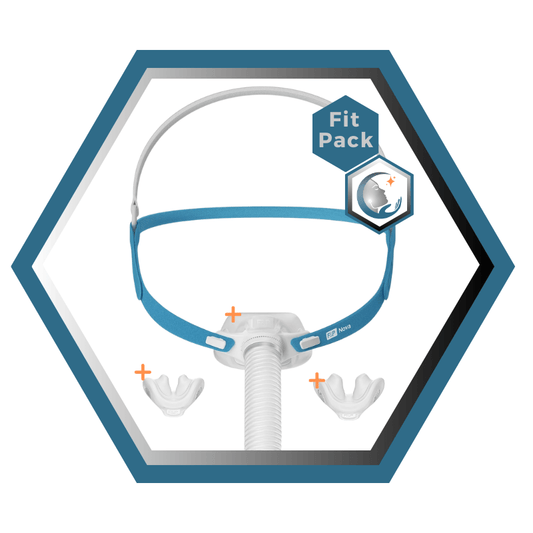 Fisher & Paykel | Nova Micro™ | Masque CPAP narinaire | FitPack:courroie, tube & coussins interchangeables S,M,L-NVP1SMLU