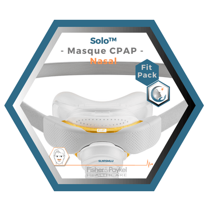Fisher & Paykel | SOLO™ | Masque CPAP nasal | FitPack: courroie, tube & coussins interchangeables S,M,L