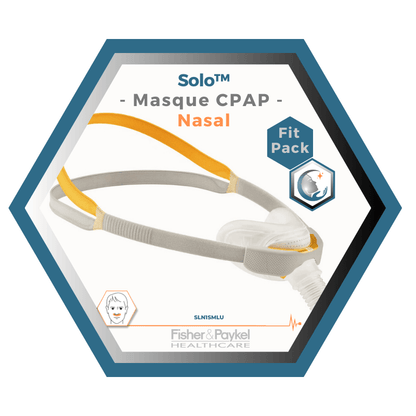 Fisher & Paykel | SOLO™ | Masque CPAP nasal | FitPack: courroie, tube & coussins interchangeables S,M,L