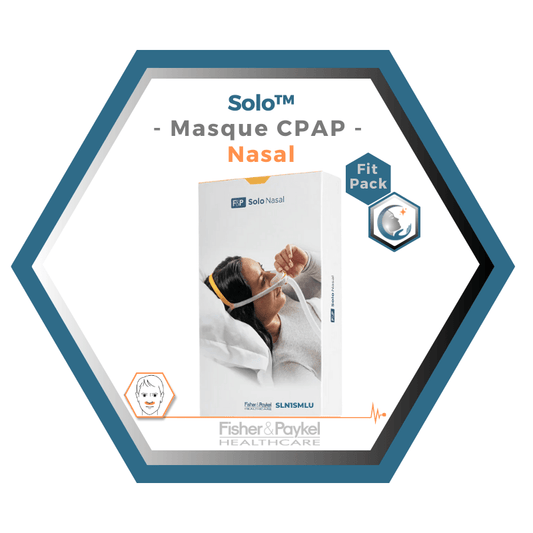 Fisher & Paykel | SOLO™ | Masque CPAP nasal | FitPack: courroie, tube & coussins interchangeables S,M,L
