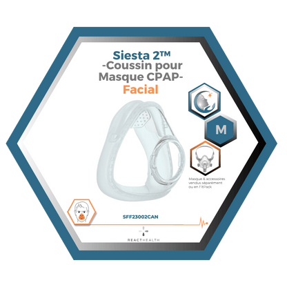 React Health |Siesta 2™|Coussin pour Masque CPAP Facial |Choix de grandeur S,M,L