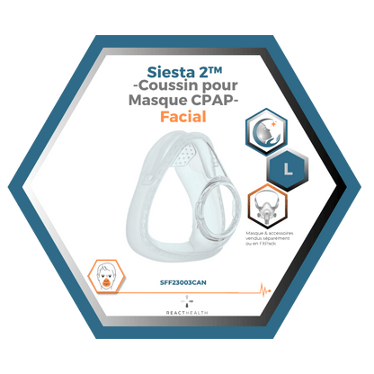 React Health |Siesta 2™|Coussin pour Masque CPAP Facial |Choix de grandeur S,M,L