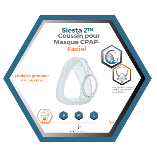 React Health |Siesta 2™|Coussin pour Masque CPAP Facial |Choix de grandeur S,M,L