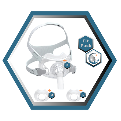 React Health | RIO II™| Masque CPAP Facial | FitPack: harnais,cadre & coussins interchangeables S,M,L